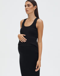 Maternity Ribbed Split Skirt (Black) 2