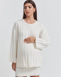 Maternity Cable Knit Skirt (White) 6