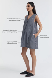 Cotton Button Down Mini (Natural/Black Stripe) - LÉGOE HERITAGE