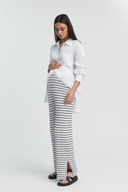 Cotton Gauze Maternity LS Shirt (White) 1