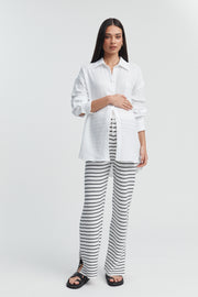 Cotton Gauze Maternity LS Shirt (White) 2