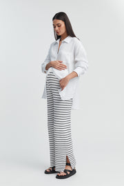 Cotton Gauze Maternity LS Shirt (White) 3