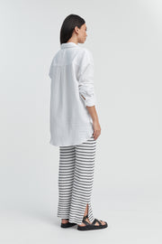 Cotton Gauze Maternity LS Shirt (White) 4