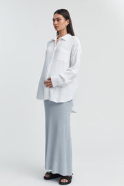 Cotton Gauze Maternity LS Shirt (White) 5