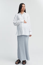 Cotton Gauze Maternity LS Shirt (White) 6