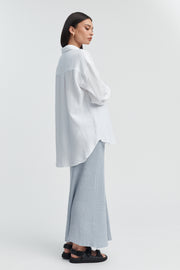 Cotton Gauze Maternity LS Shirt (White) 7