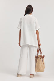 Cotton Gauze Maternity Short Sleeve Shirt 12