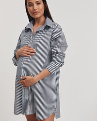 Cotton Maternity Shirtdress (Stripe) 3