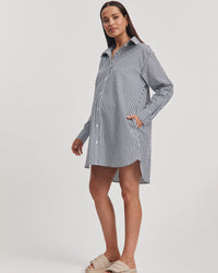 Cotton Maternity Shirtdress (Stripe) 4