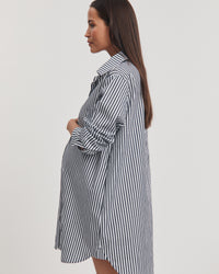 Cotton Maternity Shirtdress (Stripe) 5