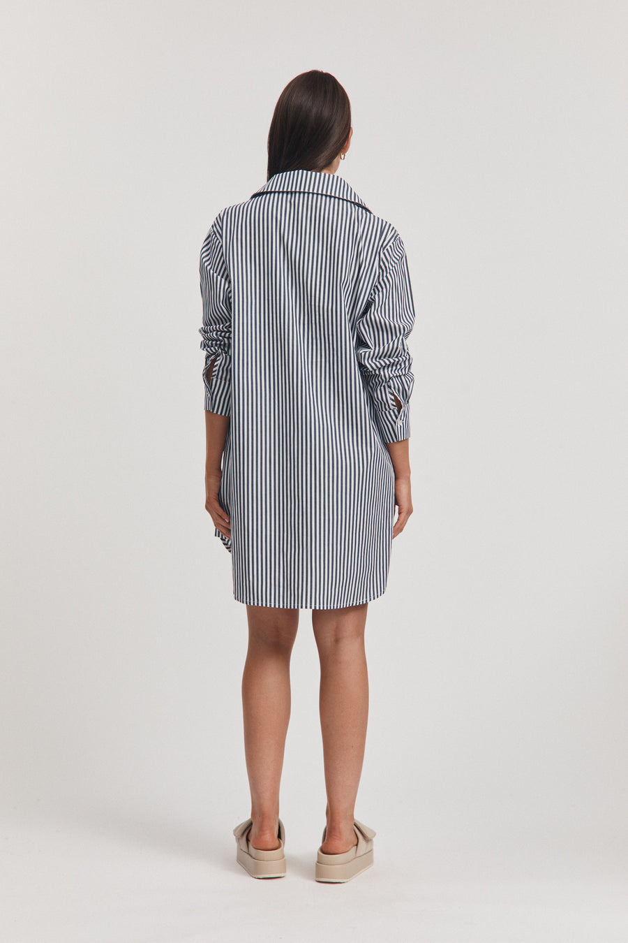 Cotton Maternity Shirtdress (Stripe) 6