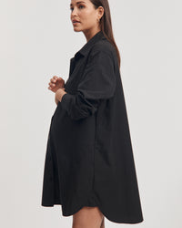 Cotton Poplin Maternity Shirtdress (Black) 4