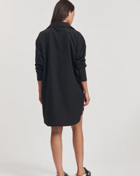 Cotton Poplin Maternity Shirtdress (Black) 7