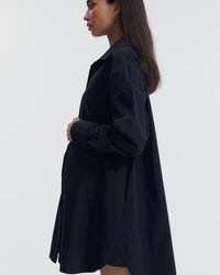 Cotton Poplin Maternity Shirtdress (Navy) 6