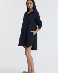 Cotton Poplin Maternity Shirtdress (Navy) 9