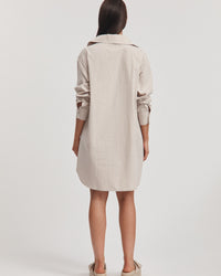 Cotton Poplin Maternity Shirtdress (Stone) 10