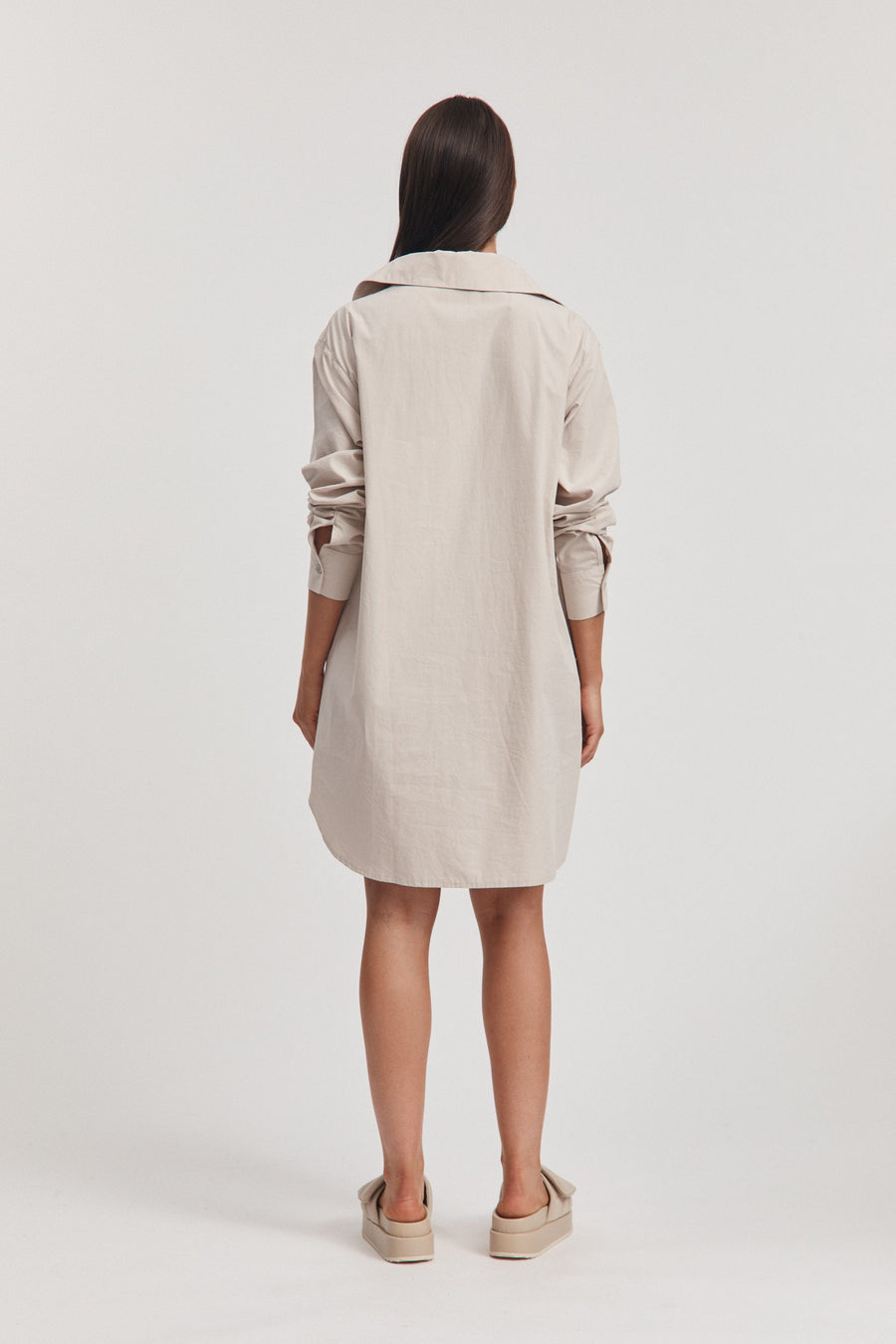 Cotton Poplin Maternity Shirtdress (Stone) 10