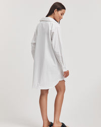 Cotton Poplin Maternity Shirtdress (White) 9