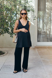 Designer Maternity Black Silk Satin Tank 10