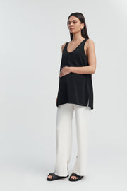 Designer Maternity Black Silk Satin Tank 2