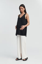 Designer Maternity Black Silk Satin Tank 5