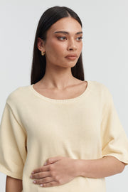 Designer Maternity Cotton Knit Tee (Light Lemon) 2