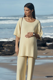 Designer Maternity Cotton Knit Tee (Light Lemon) 9