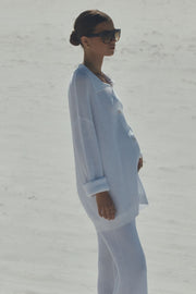 Designer Maternity Crochet Cardigan Top (White)11