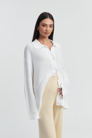 Designer Maternity Crochet Cardigan Top (White) 8