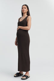 Designer Maternity Dress (Chocolate) 1a