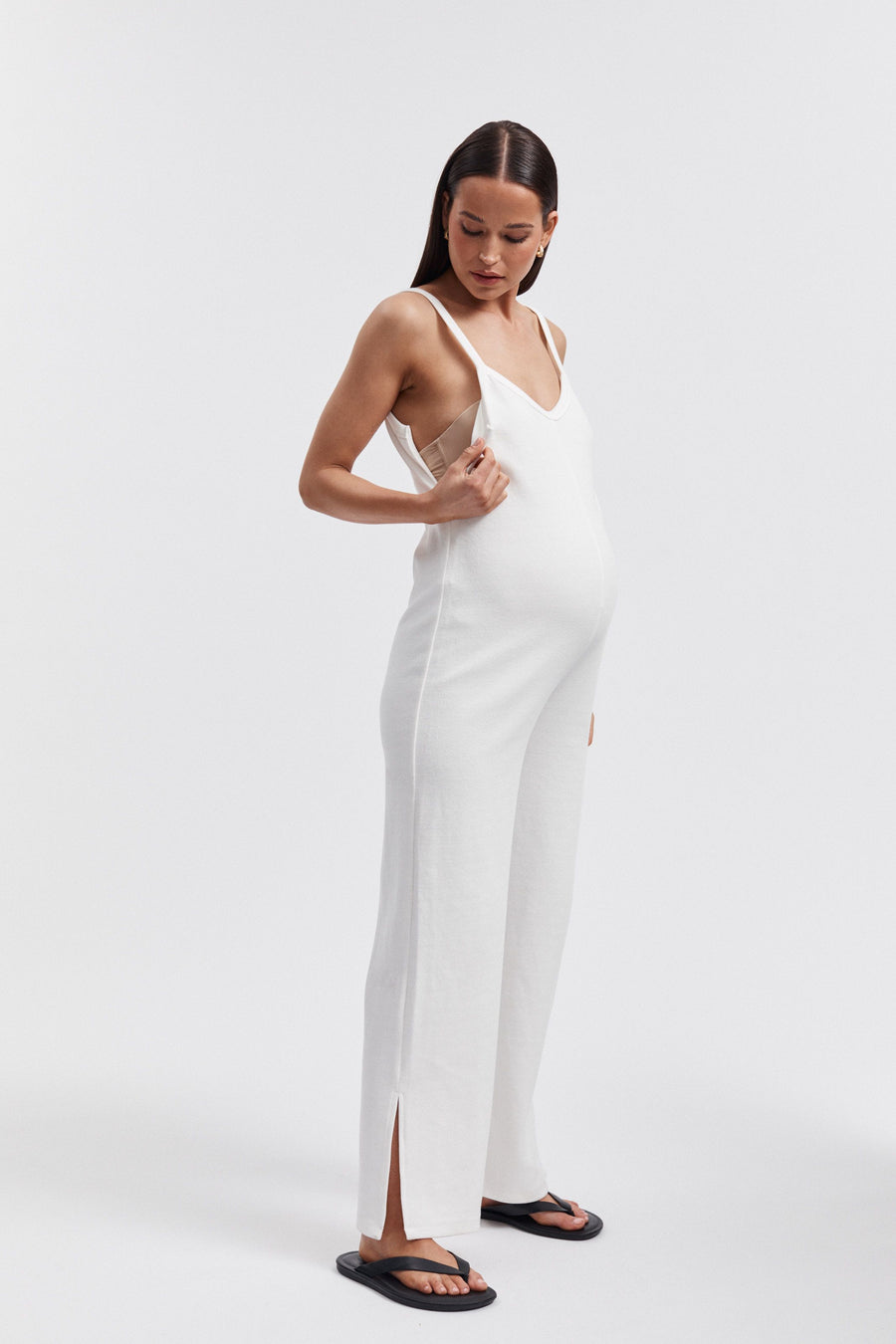 Designer Maternity Jumpsuit (White) 11