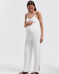 Designer Maternity Jumpsuit (White) 1