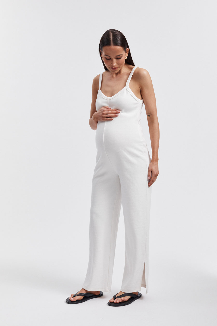 Designer Maternity Jumpsuit (White) 1