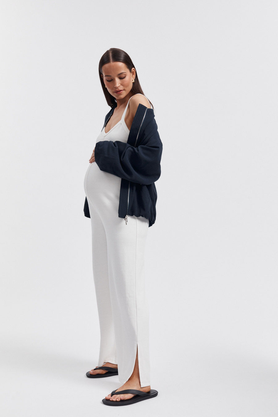 Designer Maternity Jumpsuit (White) 4