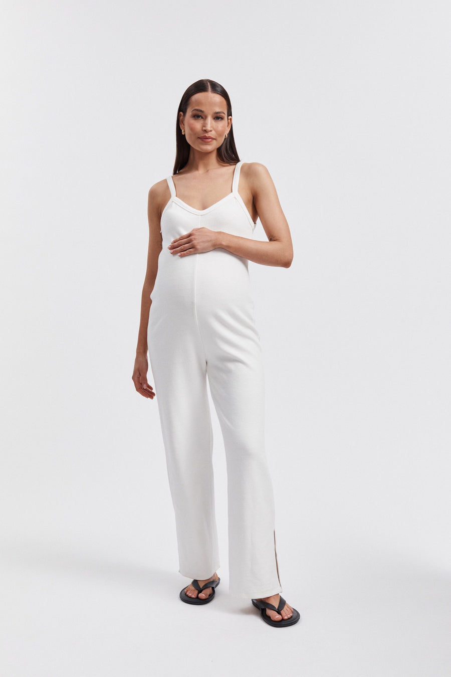 Designer Maternity Jumpsuit (White) 6