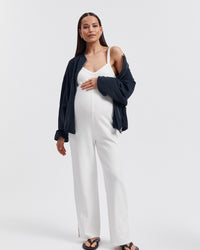 Designer Maternity Jumpsuit (White) 9