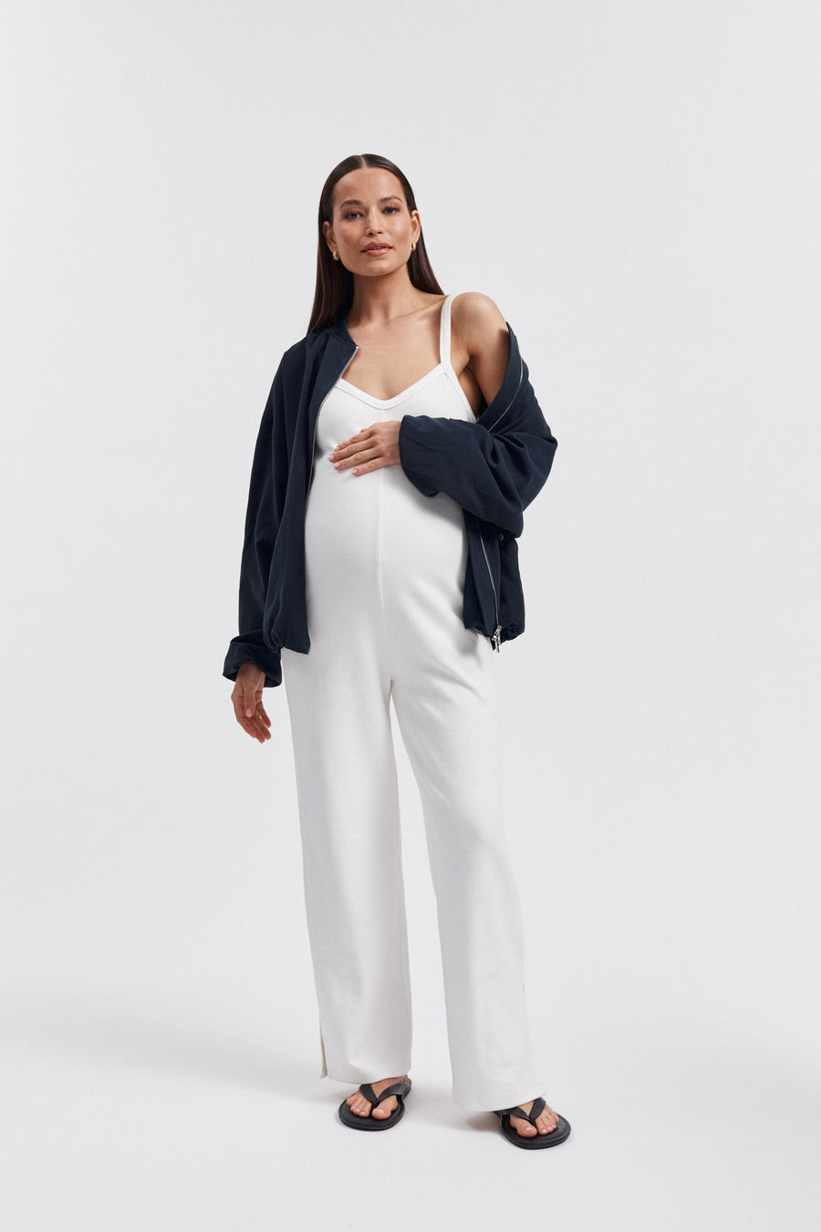 Designer Maternity Jumpsuit (White) 9