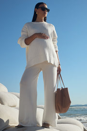 Designer Maternity Knit Pant (Ivory) 13