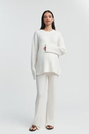 Designer Maternity Knit Pant (Ivory) 4