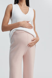 Designer Maternity Knit Pant (Pale Pink) 2