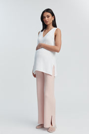 Designer Maternity Knit Pant (Pale Pink) 3