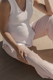 Designer Maternity Knit Pant (Pale Pink) 4