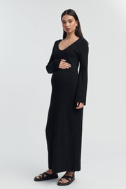 Designer Maternity Maxi Dress (Black) 1
