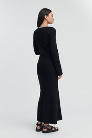 Designer Maternity Maxi Dress (Black) 10