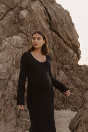 Designer Maternity Maxi Dress (Black) 2