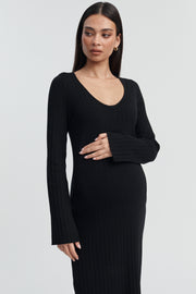 Designer Maternity Maxi Dress (Black) 3