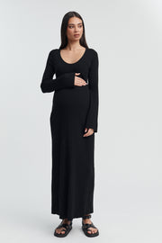 Designer Maternity Maxi Dress (Black) 5