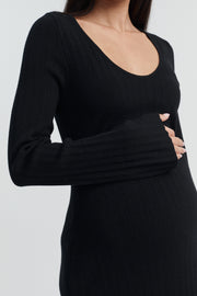Designer Maternity Maxi Dress (Black) 7
