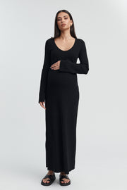 Designer Maternity Maxi Dress (Black) 8