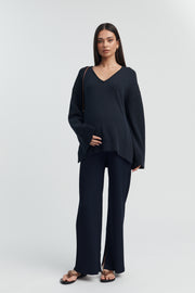 Designer Maternity Pants (Navy) 2
